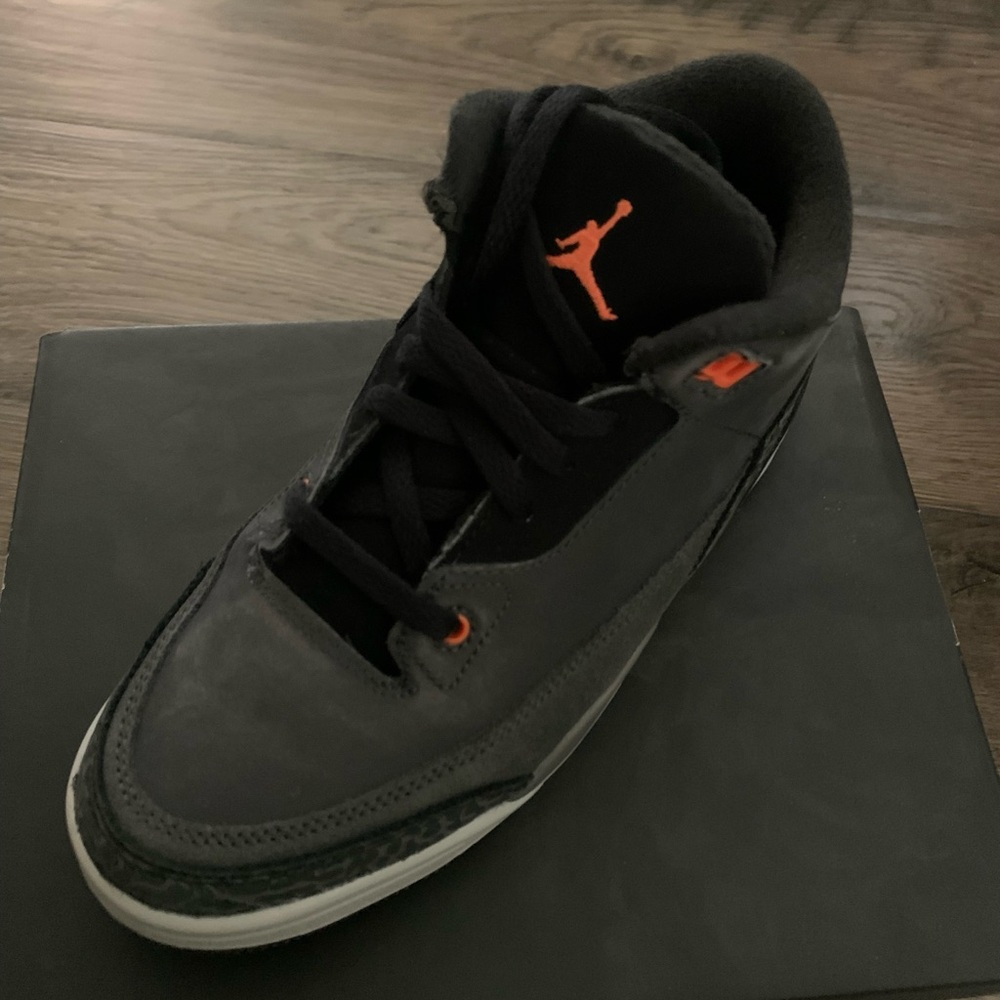 Jordan Black and Gray Sneakers with Orange Accents
